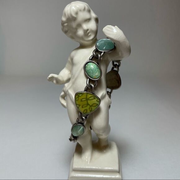 Pewter and green enamel bracelet - Picture 10 of 12